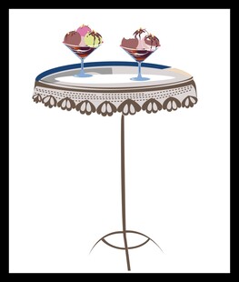 精致甜品置于复古高脚桌