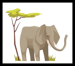 草原上的大象与小树