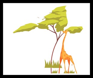 长颈鹿树下进食场景