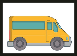 黄色卡通风格小型面包车