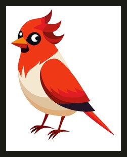 可爱红羽小鸟插画