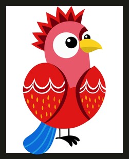 可爱红色花纹小鸟插画