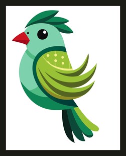 绿色卡通小鸟插画