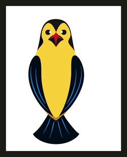 可爱黄黑相间小鸟插画