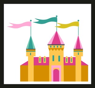 彩色童话城堡插画