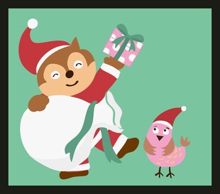 圣诞小动物送礼物