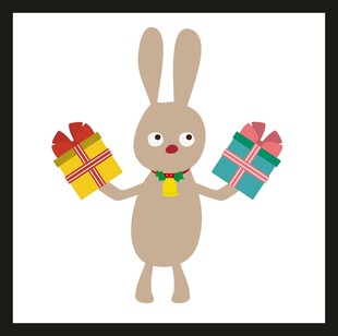 持礼物的可爱兔子