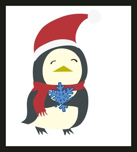 戴帽企鹅手持雪花