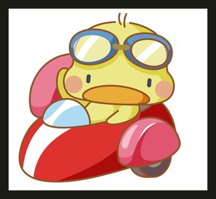 小黄鸭驾驶红色赛车