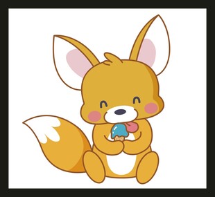 可爱小狐狸吃冰淇淋