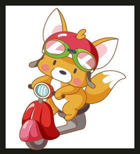 骑摩托的可爱小狐狸