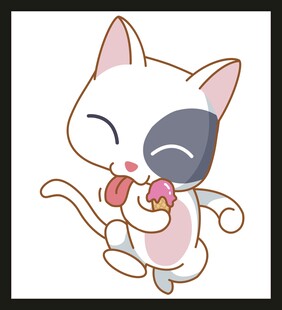 可爱猫咪手持甜点