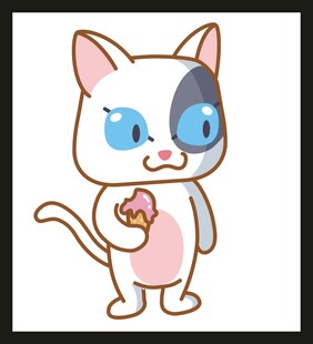 可爱卡通猫手持冰淇淋