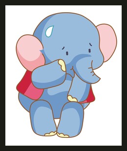 可爱蓝衣小象吃香蕉