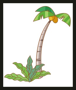 卡通风格的椰子树插画
