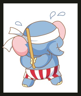 可爱小象持剑扮忍者