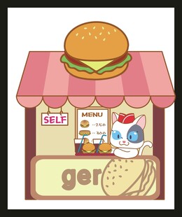 卡通汉堡售卖小摊位