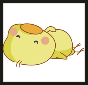 趴着的可爱黄色卡通小鸭子