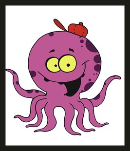 可爱紫色章鱼卡通形象