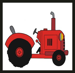 红色卡通拖拉机形象