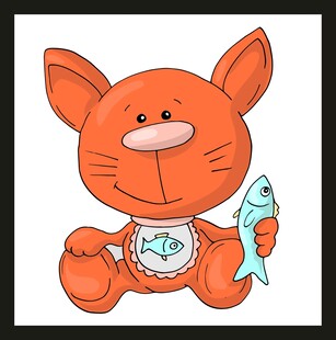 抱鱼小橘猫卡通形象
