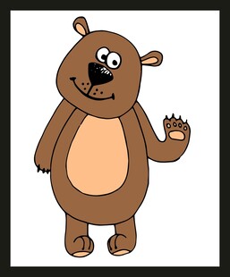 挥手的卡通小熊