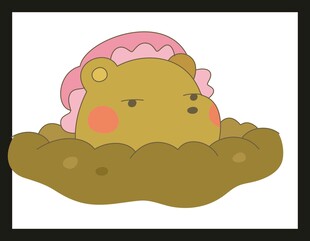 卡通小熊埋在泥土中