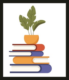 书籍上的绿植盆栽