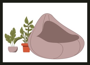 豆袋椅与绿植装饰场景