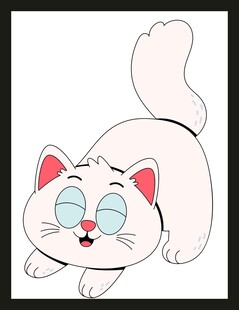 可爱眯眼小白猫