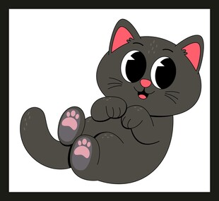 可爱黑猫躺姿卡通形象