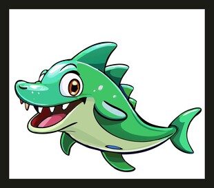 可爱卡通绿鳄鱼形象