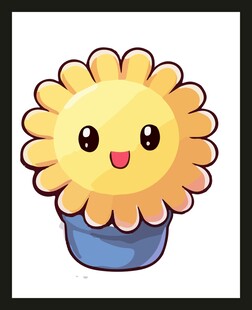 可爱卡通小盆栽花朵