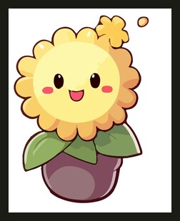 可爱盆栽向日葵插画