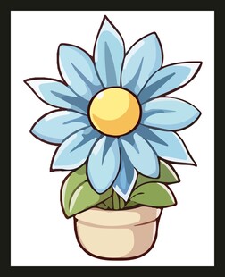 盆栽蓝花插画