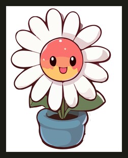 可爱盆栽雏菊卡通形象