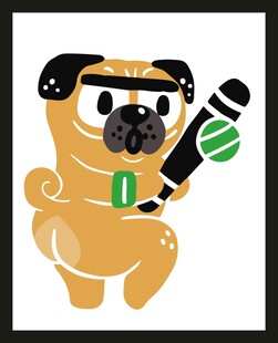 小狗手持话筒欢乐歌唱