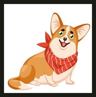 可爱系围围巾的柯基犬