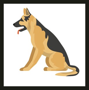 坐着的德国牧羊犬插画