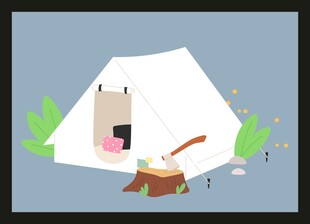 户外露营场景插画
