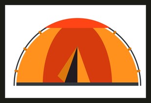 橙色户外帐篷图标