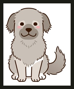 可爱坐着的灰白色小狗