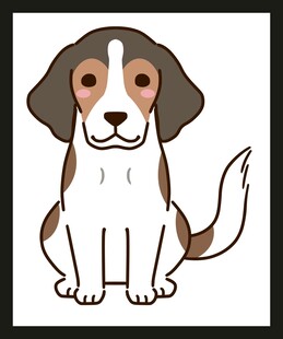 可爱坐姿小猎犬插画