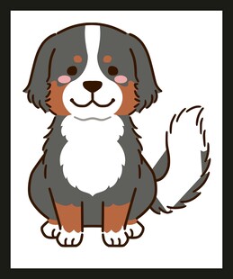 可爱坐着的三色小狗