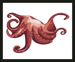 卡通风格红色章鱼插画