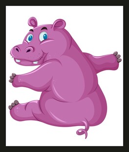 粉色河马卡通形象