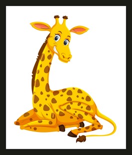 趴着的可爱长颈鹿插画