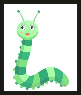可爱绿色毛毛虫卡通形象