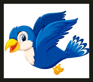 飞翔的蓝色卡通小鸟