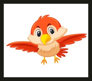 飞翔的可爱红羽小鸟